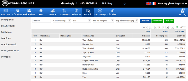 Phần mềm quản lý bia xuất sắc nhất maybanhang.net